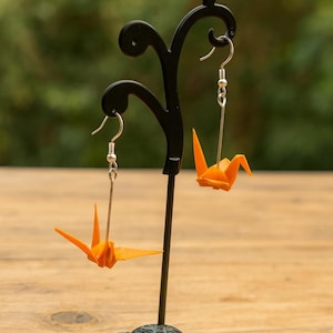 Resin Origami Crane Earrings: Japanese Paper Jewelry, Symbol of Peace