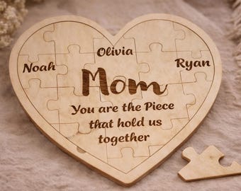 Custom Photo Engraved Wooden Puzzle – Double-Sided Keepsake - Mother's day, anniversary, wedding, baby gifts & more.