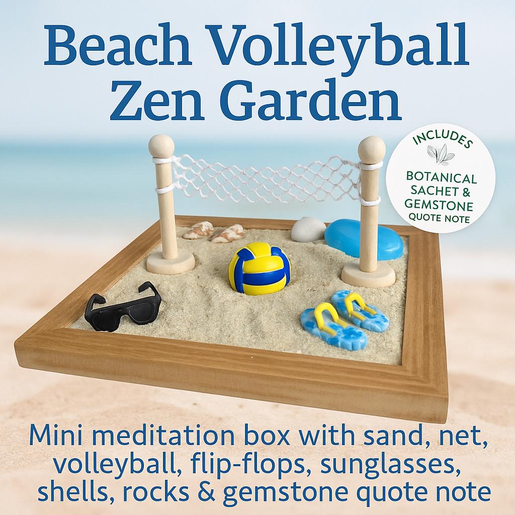 Beach Volleyball Zen Garden Serenity Box – Beach Sports- Mini Desk