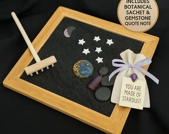 Celestial Zen Garden Box: Starry Sky, Moon, Gemstone & Botanical Scent