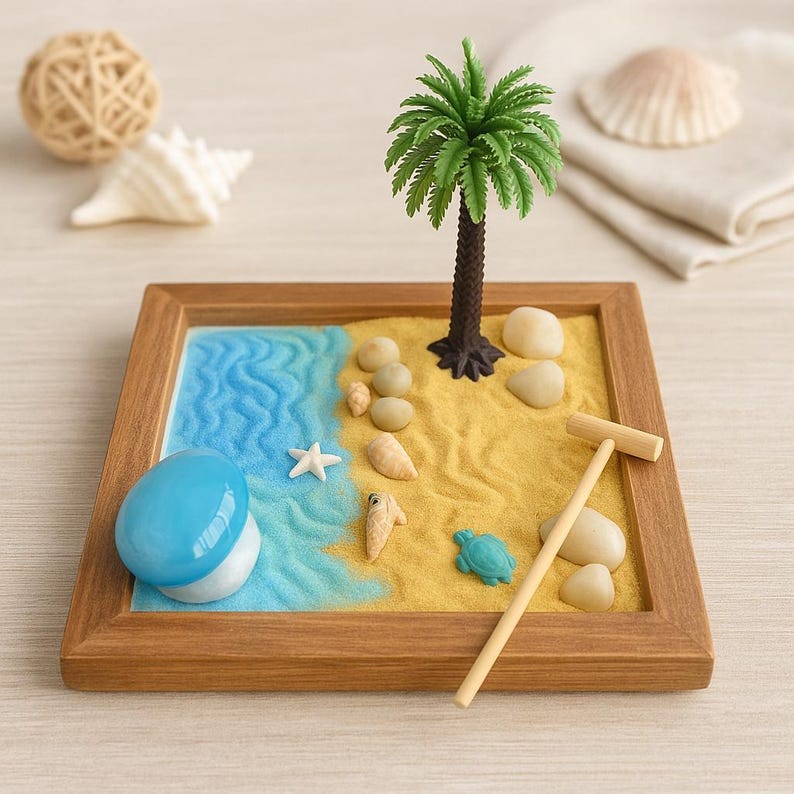 Zen Shell Decor Zen Garden Beach Paradise Serenity Box – Sea Beach Ocean| Miniature ...