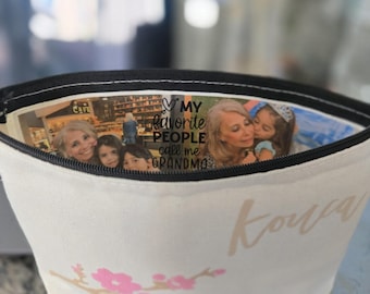 Custom Photo Lining Clutch Bag: Textured Floral Design, Tassel Gift