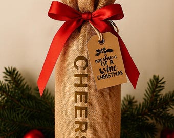 Custom Burlap Wine Bag, Personalized Gift, Reusable Bottle Holder