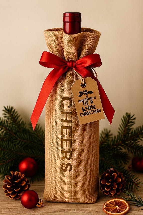 Custom Burlap Wine Bag, Personalized Gift, Reusable Bottle Holder