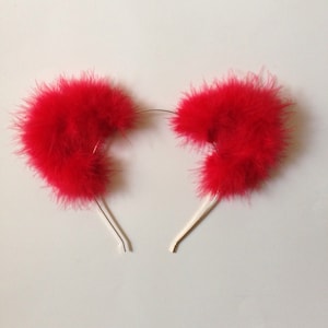 Furry Red Cat Ear Headband - Cat Ear Headband - Fuzzy Red Cat Ear Headband - Cat Ears in Red - Kitten Ears in Red - Red Kitten Girl