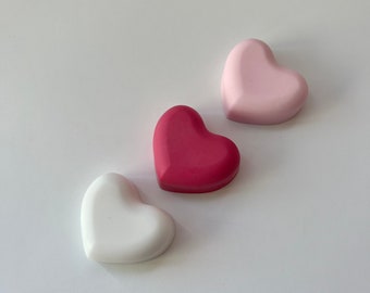 Little Vanilla Heart Soaps - Valentines Day Soap Gift - Vanilla Heart Soap Set - Small Heart Soap in Vanilla Scent - Pink, Red + White Soap
