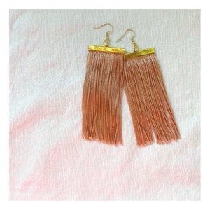 Pink Champagne Tassel Earrings - Light Pink Fringe Earrings - Fringe Jewelry - Pink Tassel Jewelry - Pink Dangle Earrings