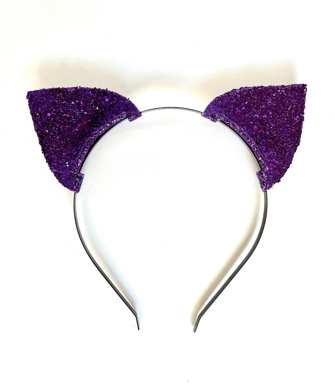 Purple Glitter Cat Ear Headband Glitter Cat Ears in Purple Etsy