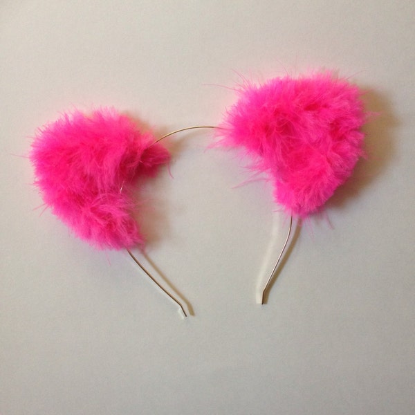Hot Pink Furry Cat Ears - Pink Cat Ears - Hot Pink Kitty Ear Headband - Cat Fashion - Pink Kitten Ears - Hot Pink Kitten Headband - Cat Girl