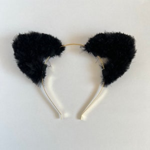 Furry Cat Ears in Black - Best Seller - Black Cat Ear Headband - Black Kitten Ears - Black Cat Costume - Black Cat headband
