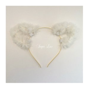 White Furry Cat Ears - Furry Cat Ear Headband - Soft Kitten Ears in White - Kitten Ears - Cat Ears Headband in White - Cat Fashion