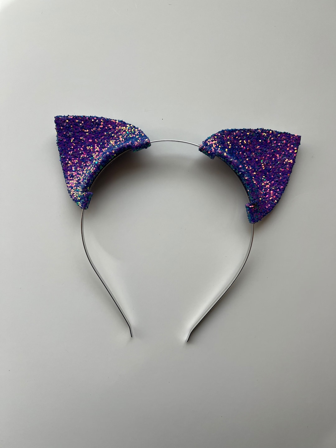 Glitter Vinyl Cat Ears Adult Black Headband main image 1