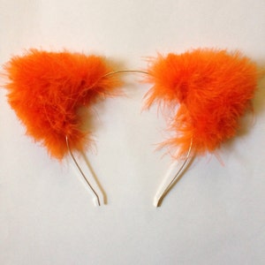 Orange Furry Cat Ears - Orange Cat Ear Headband - Kitten Ears in Orange - Cat Ear Headband - Festival Headband - Cat Costume - Cat Ears