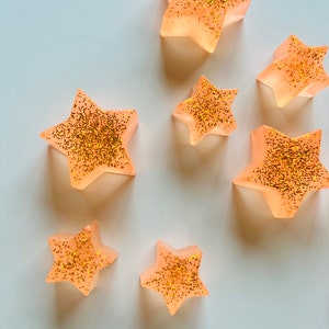Saftige Pfirsich + Mango Glitzer Stern Seifen - Glitzer Stern Seifen Set - Pfirsich + Mango Duftseife - Glitzer Seife