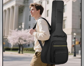 Premium Acoustic Guitar Gig Bag 40 41 Inch – Waterproof Oxford Backpack Case with Thick Padding, Anti-Theft Pocket & Back Hanger Loop