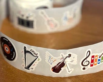 1000 PCS Music Stickers Roll | Cute Waterproof Cartoon Note & Instrument Decals for Kids, Teachers, Rewards, Laptops, Guitars, Party Favors