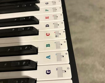 Clear Piano Keyboard Stickers for Beginners – Waterproof Note Labels for 37 49 54 61 88 Keys,Color-Coded Learning Aid, No Residue Easy Apply