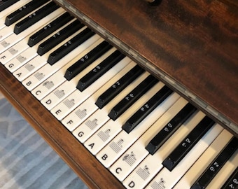 Transparent Removable Piano Keyboard Stickers for 88 76 61 54 49 Keys | Black Note Labels & Letter Guide for Kids and Beginners
