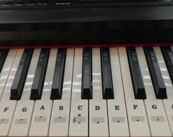 Removable Piano Keyboard Stickers – Full Set for 88/61/54/49/37 Keys, Easy-to-Read Transparent Note Labels with Numbers, Black Design