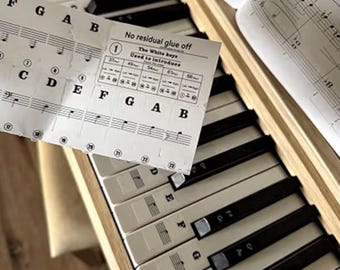 Removable Piano Keyboard Stickers for Beginners – Easy Note Labels for 88/61/54/49/37 Keys, Reusable Transparent Piano Key Stickers, Black