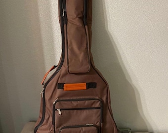 Waterproof Acoustic Guitar Bag 40/41/42 Inch – Padded Gig Case with 6 Pockets, Thick Sponge Protection & Shoulder Strap(Brown Oxford Cloth)