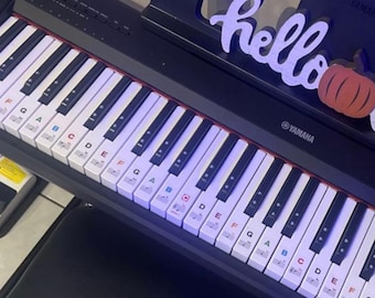 Colorful Piano Keyboard Stickers for Beginners – Removable Piano Key Labels for 88/61/54/49/37 Keys with Do Re Mi Notes