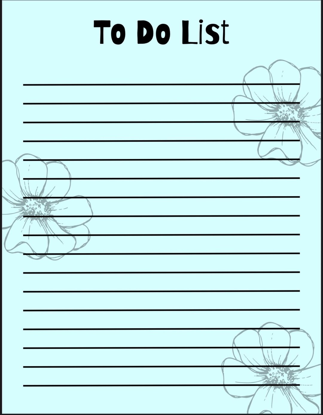 Blue Floral to Do List | Printable Daily Task Planner | Minimalist ...