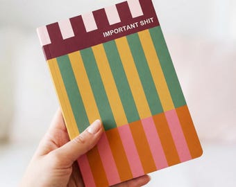 Belangrijk A5-notitieboek | Grappig dagboekboek | Modern gestreept notitieboek | ADHD-vriendelijk bureaujournaal