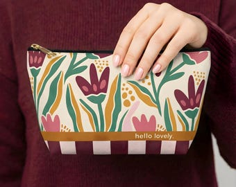 Make-uptas voor op reis | Unieke Hello Lovely Tulips-cosmetica-opberger | Leuk en functioneel etui voor op reis, stijlvol cadeau voor vrouwen