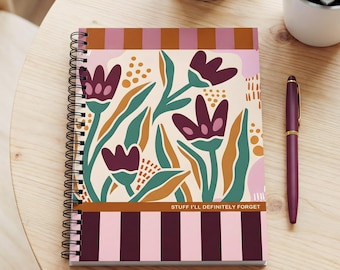 Spiraal gevoerd notitieboek met bloemen | Modern bloementulp kleurrijk bureaujournaal, cadeau voor schrijvers en liefhebbers van briefpapier Stijlvol bureauaccessoire