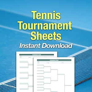 Printable Tennis Tournament Bracket Sheets, Instant Download