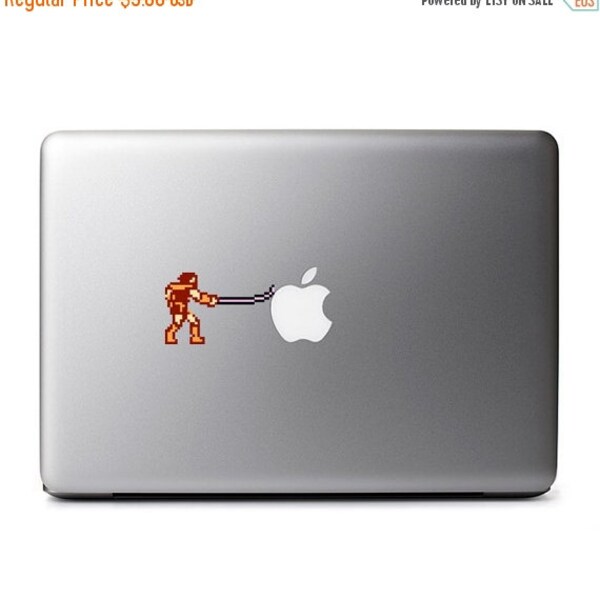 Simon Belmont mit Peitsche von Castlevania Retro 8-Bit Vinyl Aufkleber