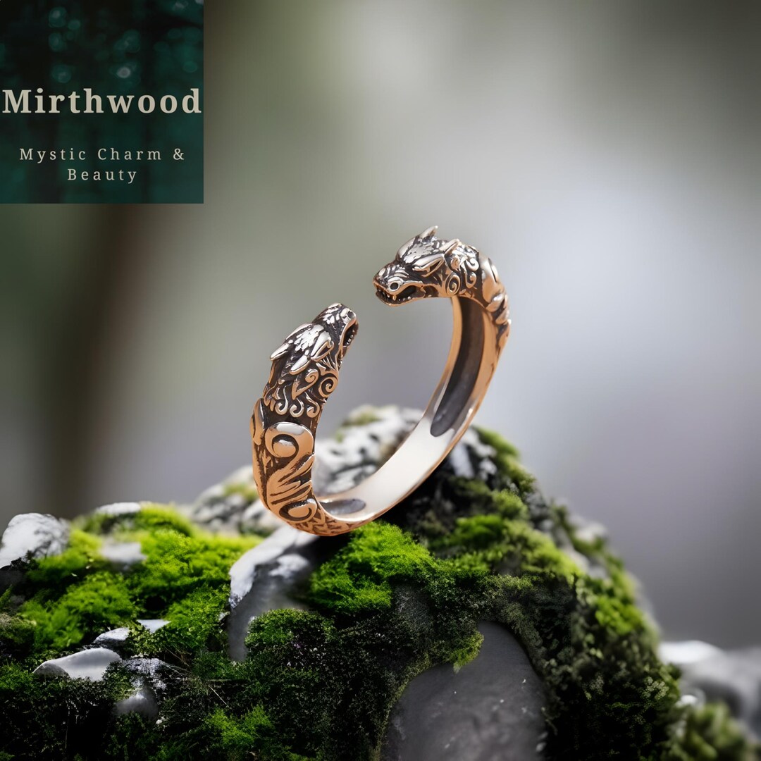 Two Dragon Rings Sterling Silver Double Dragon Ring: Adjustable Thai Style Jewelry - Etsy