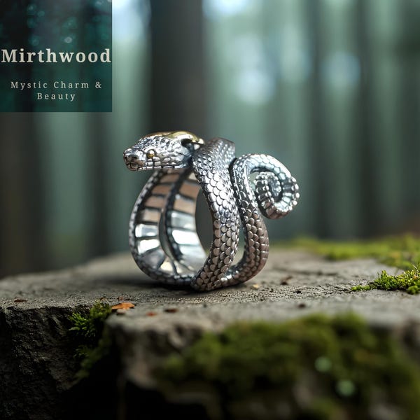 Sterling Silver Anaconda Snake Ring: Gothic Serpent Wrap, Adjustable