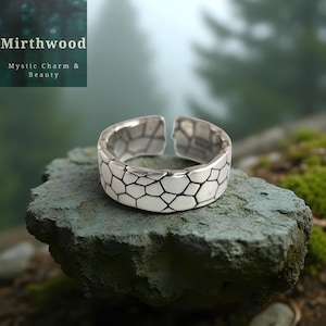 Cobble Stone Silver Ring, 925 Sterling Silver, Fantasy Cobbled Road Ring, Medieval Cobbled Stone Style Ring Gift, Geometric Style Ring