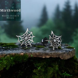 Spider Web Stud Earrings, 925 Silver Cobweb Jewelry, Halloween Gothic Style, Arachnid Spider Web Accessories, Haunted Style Earrings Gift