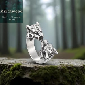 Lupo FaithHeart - Testa Di Lupo In Acciaio, Misure US7-14 Anello Vichingo - Foto 8