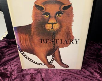 Libro de mesa de centro ilustrado "Un bestiario americano" de estilo vintage, 1979.