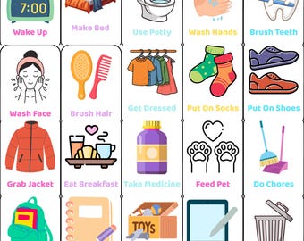 Kids Morning Routine Visual Cards | Printable Morning Schedule for Toddlers & Kids | Montessori Inspired Daily Routine Cards | PDF + Canva