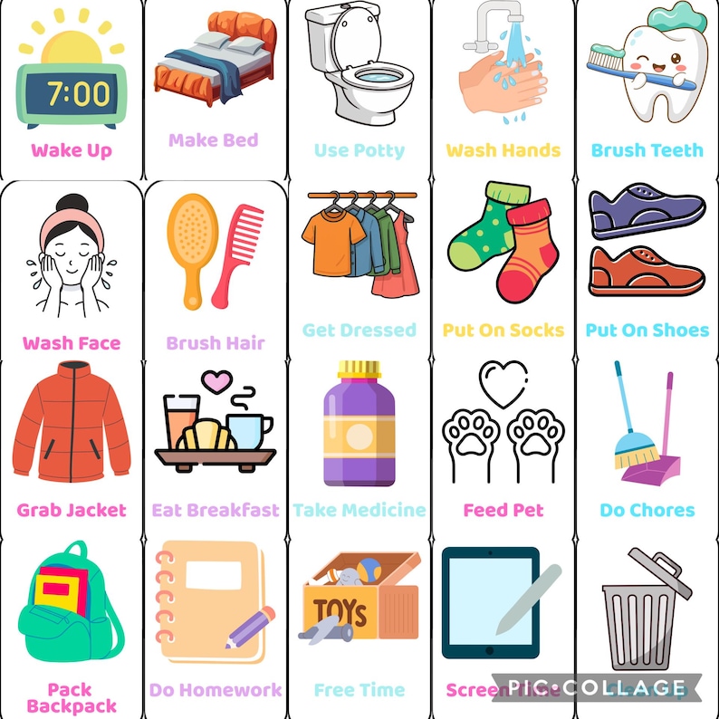 Kids Morning Routine Visual Cards | Printable Morning Schedule for ...