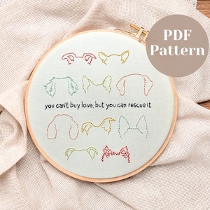 You Can't Kaufen Liebe Hund Ohr Linie Zeichnung Stickmuster Anfänger PDF-Download