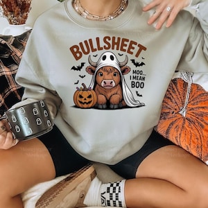 Bull Sheet Halloween Tee  Funny Spooky Cow Shirt