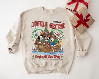 Bijpassend familieshirt Disney Jungle Cruise kerst, Mickey and Friends kerstt-shirt, kersttrui Disneyland Family, Disney-reiscadeau