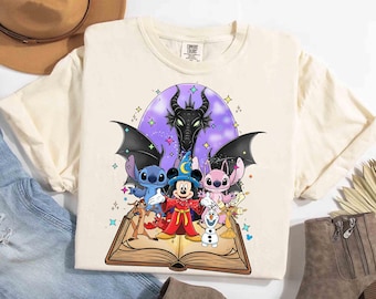 Disney Mickey Mouse Fantasia Shirt, Olaf Sebastian Lumiere Tee, TimonThe Lion King Shirt, Mickey Book Tee, Disneyland Family Matching Trip