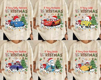 Camiseta navideña de Disney Cars, Camiseta navideña de Rayo McQueen, Sudadera navideña de A Very Matter, Camiseta navideña de Disney, Regalo navideño familiar de Disney