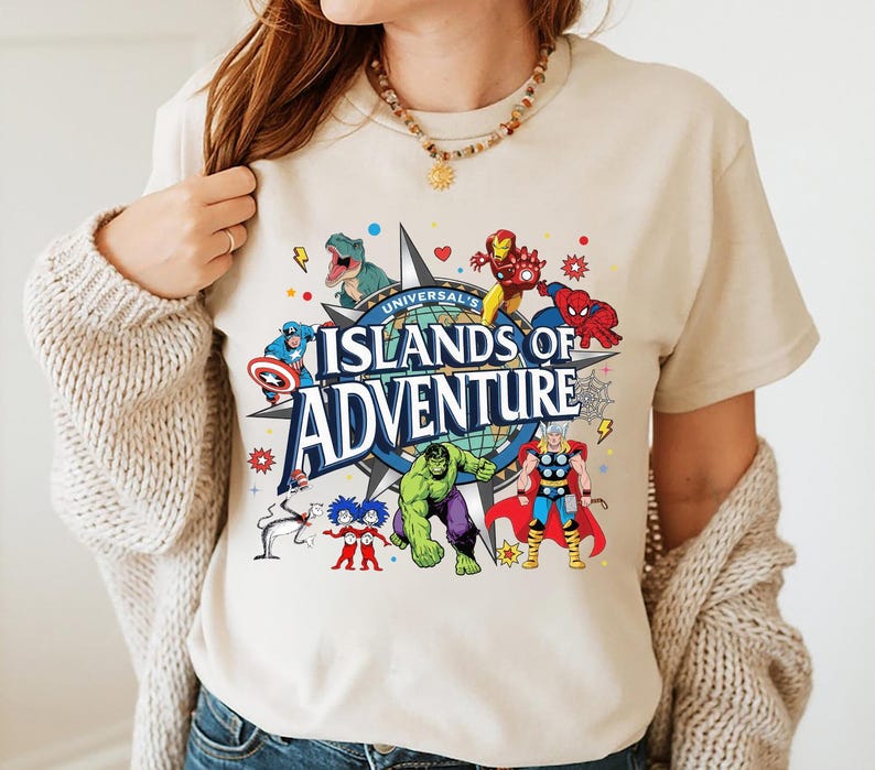 Universal Islands of Adventure Character Shirt, Bleached Universal Family Tee, Universal Studio Family Vacation Tee, Disneyland Design Shirt image 1