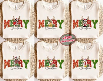 Camiseta personalizada de Natal com o Mickey e seus amigos da Disney, camiseta combinando para a família, moletom com capuz de Natal, presente para a família Disney