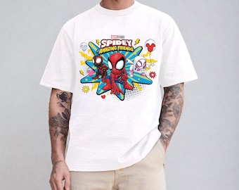 Camiseta familiar de Spidey y sus increíbles amigos, camiseta de Spider-Man para niños pequeños, camiseta de Ghost Spider-Ghost Spin, atuendo de cumpleaños de superhéroe Avengers Assemble