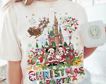 Camiseta de la Fiesta Navideña de Mickey 2026, Sudadera con capucha navideña a juego de Mickey y sus amigos, Regalo de cumpleaños y Navidad para niños de Disneyland