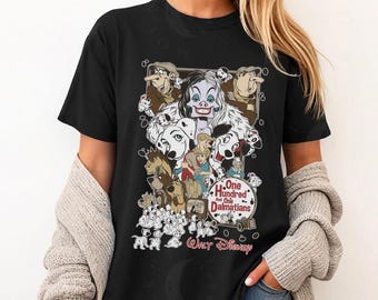 Disney 101 Dalmatians Movie All Characters Vintage T-Shirt, Cruella De Vil, Disneyland Family Matching Shirt, Magic Kingdom, Dog Lover Shirt